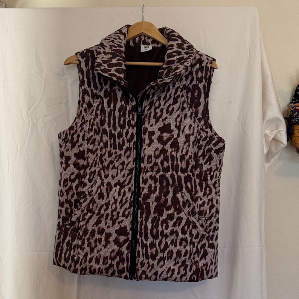 CAbi Brown Leopard Print Vest